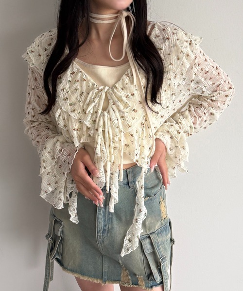 apres jour mignon（アプレジュールミニョン）の「カスケードフリルブラウス【ZOZOTOWN限定アイテム】（その他トップス・レディース・ブルー/ナチュラル/オフホワイト/ブラウン系その他/ダークブラウン/ブラック・X-LARGE/フリー）」の21枚目の写真