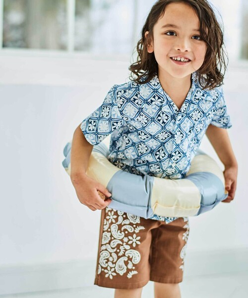 べべ 新品 パンツ 150 BeBe パンツ ペーズリープリントストレッチオックスハーフパンツ(90