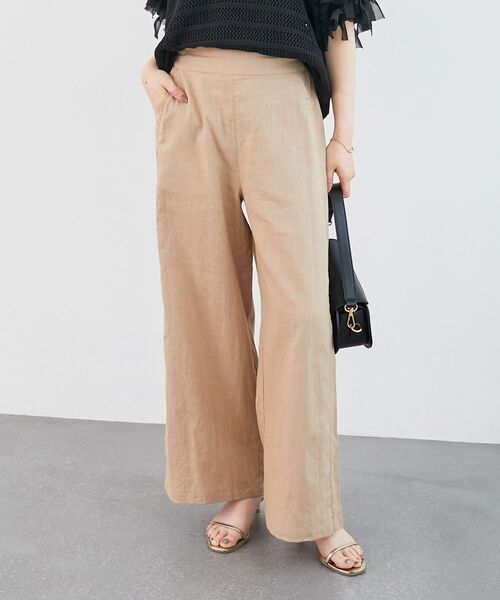 le.coeur blanc(ルクールブラン)の「《夏に向けた快適な1枚》麻ワイドクロップドパンツ(その他パンツ・レディース・ダークグレー/ベージュ/ブラウン/ブルー・38/36)」の3枚目の写真