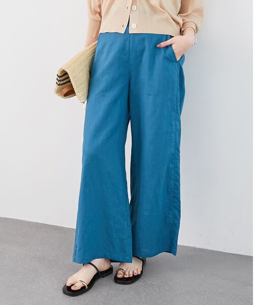 le.coeur blanc(ルクールブラン)の「《夏に向けた快適な1枚》麻ワイドクロップドパンツ(その他パンツ・レディース・ダークグレー/ベージュ/ブラウン/ブルー・38/36)」の4枚目の写真