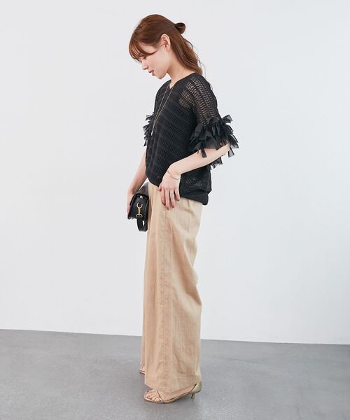 le.coeur blanc(ルクールブラン)の「《夏に向けた快適な1枚》麻ワイドクロップドパンツ(その他パンツ・レディース・ダークグレー/ベージュ/ブラウン/ブルー・38/36)」の8枚目の写真