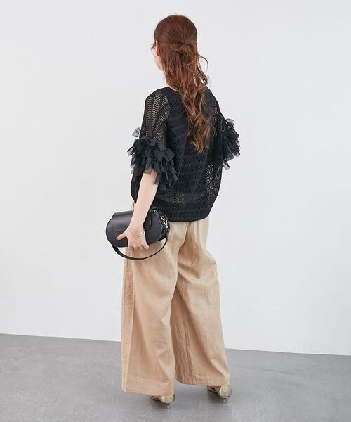 le.coeur blanc(ルクールブラン)の「《夏に向けた快適な1枚》麻ワイドクロップドパンツ(その他パンツ・レディース・ダークグレー/ベージュ/ブラウン/ブルー・38/36)」の9枚目の写真