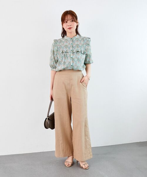 le.coeur blanc(ルクールブラン)の「《夏に向けた快適な1枚》麻ワイドクロップドパンツ(その他パンツ・レディース・ダークグレー/ベージュ/ブラウン/ブルー・38/36)」の11枚目の写真