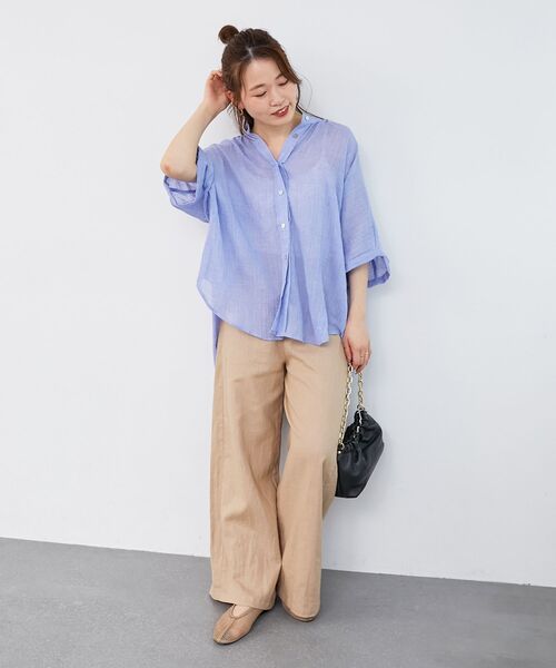 le.coeur blanc(ルクールブラン)の「《夏に向けた快適な1枚》麻ワイドクロップドパンツ(その他パンツ・レディース・ダークグレー/ベージュ/ブラウン/ブルー・38/36)」の16枚目の写真