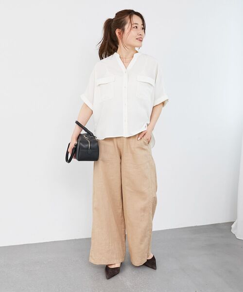 le.coeur blanc(ルクールブラン)の「《夏に向けた快適な1枚》麻ワイドクロップドパンツ(その他パンツ・レディース・ダークグレー/ベージュ/ブラウン/ブルー・38/36)」の17枚目の写真