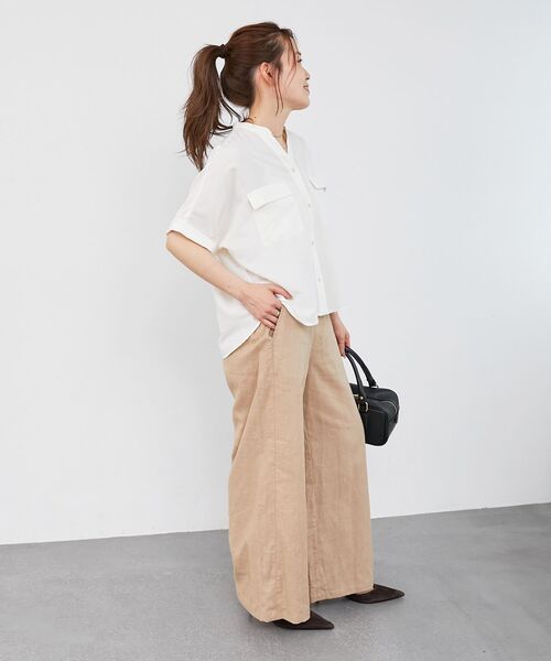 le.coeur blanc(ルクールブラン)の「《夏に向けた快適な1枚》麻ワイドクロップドパンツ(その他パンツ・レディース・ダークグレー/ベージュ/ブラウン/ブルー・38/36)」の18枚目の写真