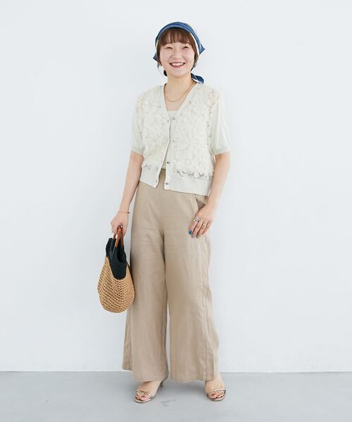 le.coeur blanc(ルクールブラン)の「《夏に向けた快適な1枚》麻ワイドクロップドパンツ(その他パンツ・レディース・ダークグレー/ベージュ/ブラウン/ブルー・38/36)」の22枚目の写真