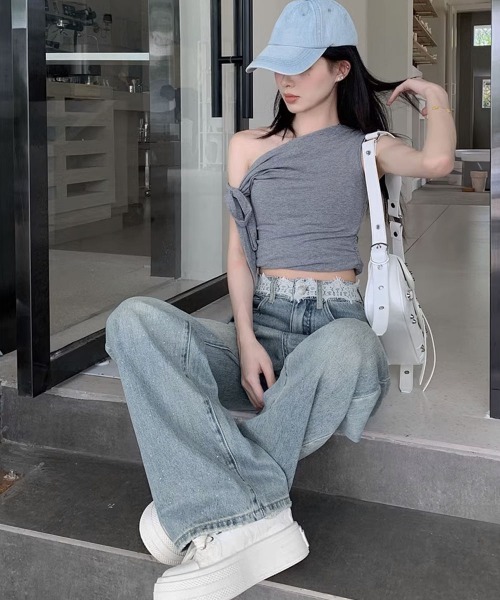 Miniministore（ミニミニストア）の「レースウエストデニムパンツビジューデニム（デニムパンツ・レディース・サックスブルー・S/M/L/XL）」の11枚目の写真