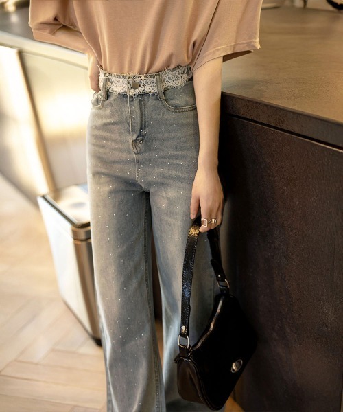 Miniministore（ミニミニストア）の「レースウエストデニムパンツビジューデニム（デニムパンツ・レディース・サックスブルー・S/M/L/XL）」の16枚目の写真
