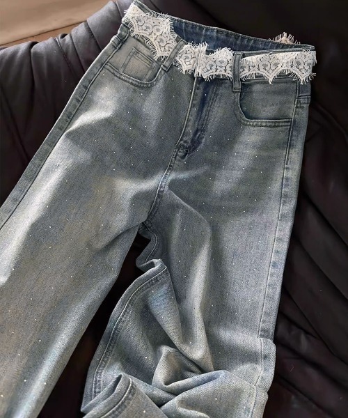 Miniministore（ミニミニストア）の「レースウエストデニムパンツビジューデニム（デニムパンツ・レディース・サックスブルー・S/M/L/XL）」の18枚目の写真