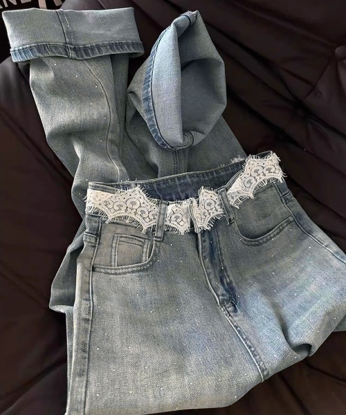 Miniministore（ミニミニストア）の「レースウエストデニムパンツビジューデニム（デニムパンツ・レディース・サックスブルー・S/M/L/XL）」の19枚目の写真