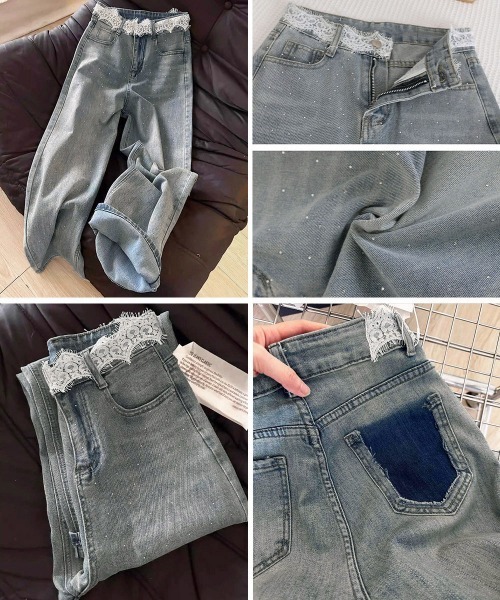 Miniministore（ミニミニストア）の「レースウエストデニムパンツビジューデニム（デニムパンツ・レディース・サックスブルー・S/M/L/XL）」の21枚目の写真