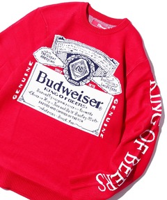 Budweiser ロゴプリント ニットセーター 赤 Budweiserニット | CUSTOM FEVER