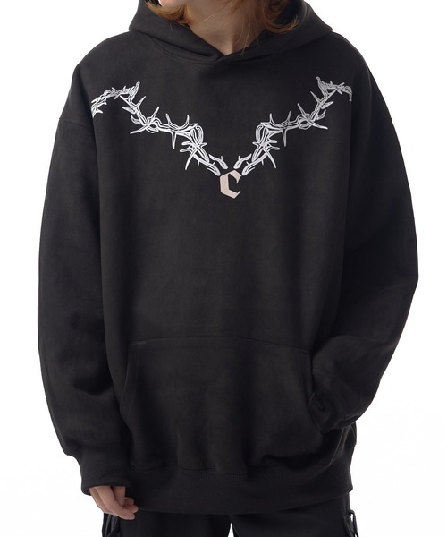 セール】neck chain design pullover parka / ネックチェーン