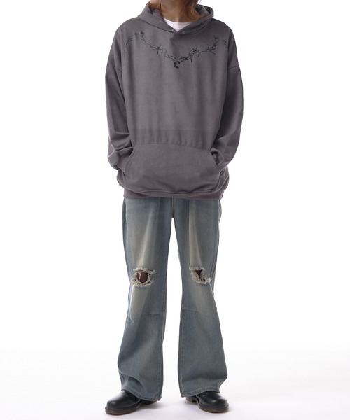Theater code(シアターコード)の「neck chain design pullover parka / ネックチェーンデザイン プルオーバーパーカー(パーカー・メンズ・ブラック/グレー・3/2)」の15枚目の写真