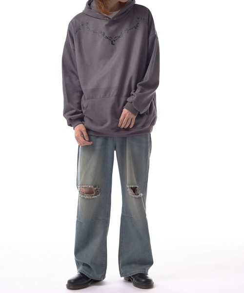 Theater code(シアターコード)の「neck chain design pullover parka / ネックチェーンデザイン プルオーバーパーカー(パーカー・メンズ・ブラック/グレー・3/2)」の16枚目の写真