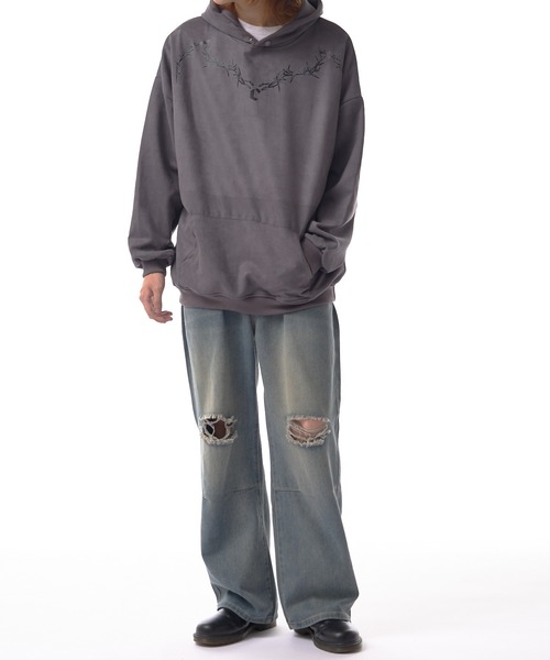 Theater code(シアターコード)の「neck chain design pullover parka / ネックチェーンデザイン プルオーバーパーカー(パーカー・メンズ・ブラック/グレー・3/2)」の17枚目の写真