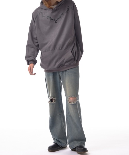 Theater code(シアターコード)の「neck chain design pullover parka / ネックチェーンデザイン プルオーバーパーカー(パーカー・メンズ・ブラック/グレー・3/2)」の18枚目の写真