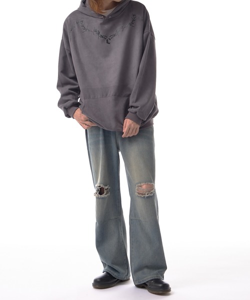 Theater code(シアターコード)の「neck chain design pullover parka / ネックチェーンデザイン プルオーバーパーカー(パーカー・メンズ・ブラック/グレー・3/2)」の19枚目の写真