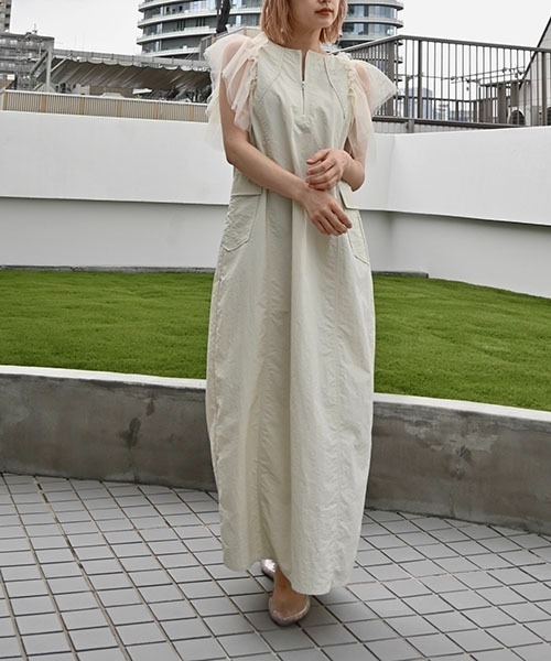 WILLFULLY ワンピース セール】frill tulle no sleeve nylon zip OP（ワンピース