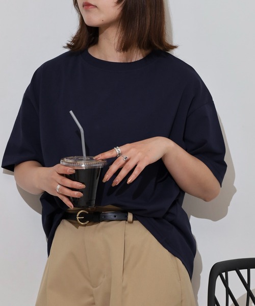 FUNALIVE(ファンアライブ)の「持続冷感 無地 半袖 Tシャツ(Tシャツ/カットソー・メンズ・ブラック/カーキ/ベージュ/ネイビー・L/LL/M)」の8枚目の写真