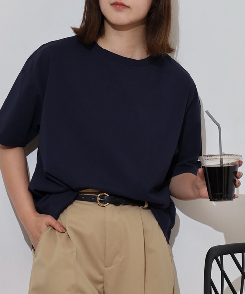 FUNALIVE(ファンアライブ)の「持続冷感 無地 半袖 Tシャツ(Tシャツ/カットソー・メンズ・ブラック/カーキ/ベージュ/ネイビー・L/LL/M)」の7枚目の写真