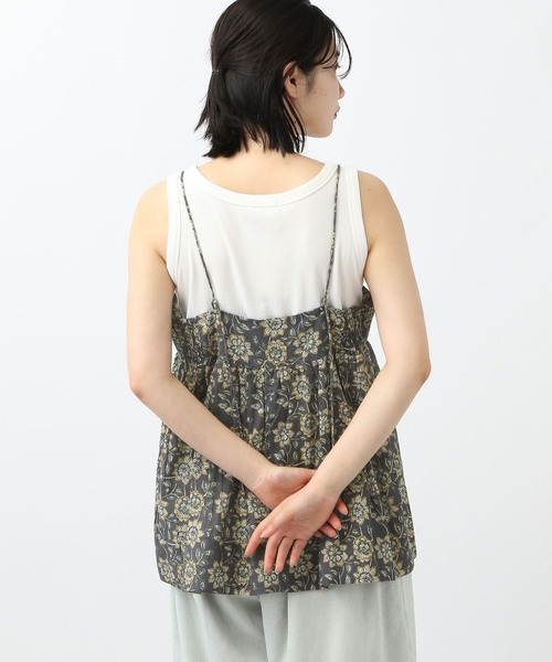 キャミソール 「natural by clip」コットンレーヨンギャザーキャミブラウス セール】《natural by clip》コットンレーヨンギャザーキャミ