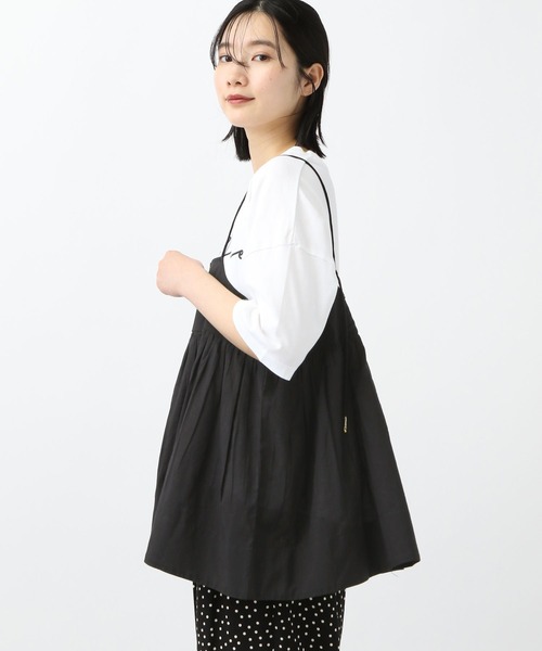 studio CLIP(スタディオクリップ)の「《natural by clip》コットンレーヨンギャザーキャミブラウス(キャミソール・レディース・ネイビー/ブラック・FREE)」の9枚目の写真