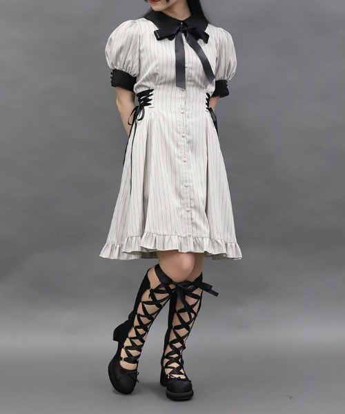 at down ストライプ　ワンピース　xs セール】ストライプワンピース（ワンピース）｜axes femme