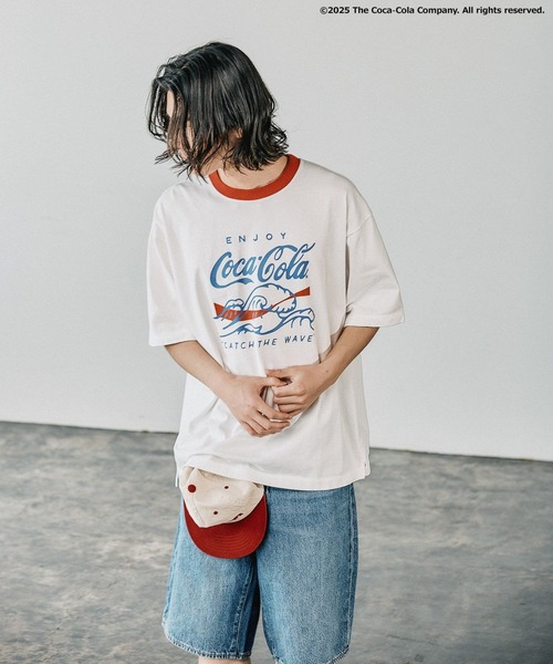Coca Cola（コカコーラ）の「【Coca-Cola／BAYFLOW】USAコットンリンガー半袖Tシャツ（Tシャツ/カットソー・メンズ・ネイビー/オフホワイト・MEDIUM/LARGE）」の4枚目の写真