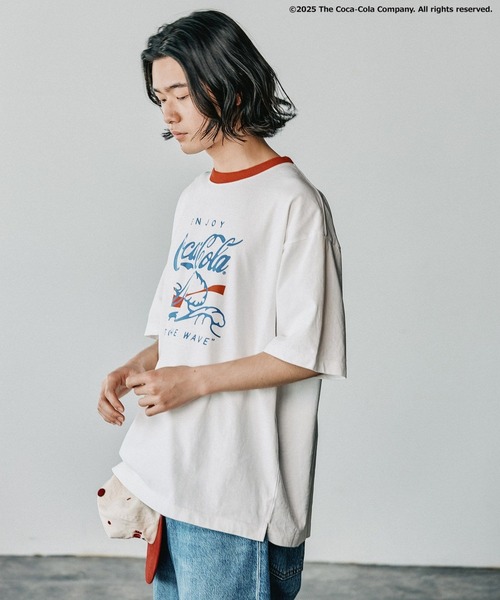 Coca Cola（コカコーラ）の「【Coca-Cola／BAYFLOW】USAコットンリンガー半袖Tシャツ（Tシャツ/カットソー・メンズ・ネイビー/オフホワイト・MEDIUM/LARGE）」の3枚目の写真