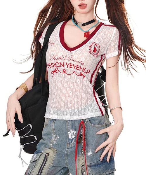 tシャツ V NECK Tシャツ レディース VネックロングTシャツ Tシャツ レディース トップス 送料無料