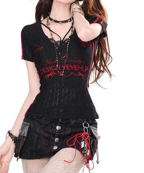新品 ベースレンジ カットソー Tシャツ X ブラック セール】RIBBON S/S TOP（Tシャツ/カットソー）｜X-girl
