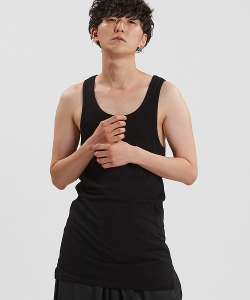 NO ID.（ノーアイディ）の「mta577-ｻｲﾄﾞｽﾘｯﾄﾛﾝｸﾞﾀﾝｸﾄｯﾌﾟ（タンクトップ・メンズ・グレー/ブラック/ホワイト・1/2）」の19枚目の写真