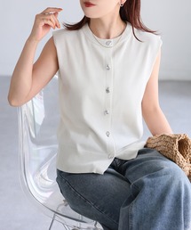 ニュアンスボタンフレンチニットベスト