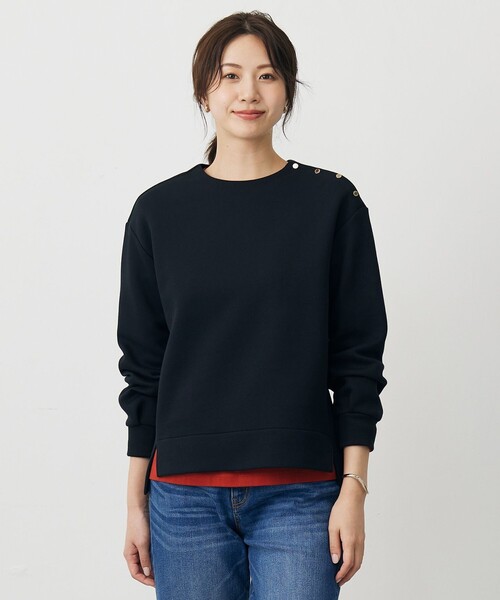 J.PRESS(ジェイプレス)の「ダンボールジャージー プルオーバー(Tシャツ/カットソー・レディース・ライトグレー系/グレー系/ブラック系/オレンジ系・MEDIUM/LARGE)」の2枚目の写真