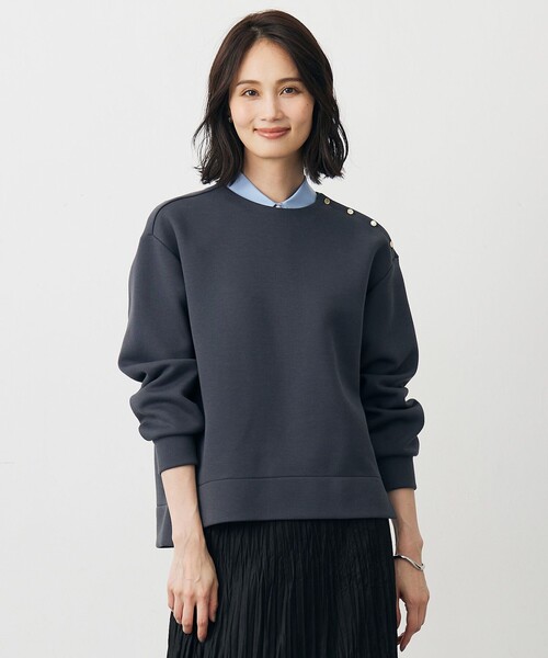 J.PRESS(ジェイプレス)の「ダンボールジャージー プルオーバー(Tシャツ/カットソー・レディース・ライトグレー系/グレー系/ブラック系/オレンジ系・MEDIUM/LARGE)」の3枚目の写真