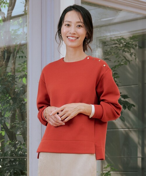 J.PRESS(ジェイプレス)の「ダンボールジャージー プルオーバー(Tシャツ/カットソー・レディース・ライトグレー系/グレー系/ブラック系/オレンジ系・MEDIUM/LARGE)」の4枚目の写真