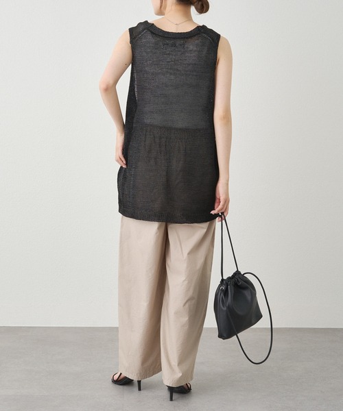 PUAL CE CIN（ピュアルセシン）の「テープヤーン Vネックベスト（ベスト・レディース・ブラック/ベージュ・FREE）」の11枚目の写真