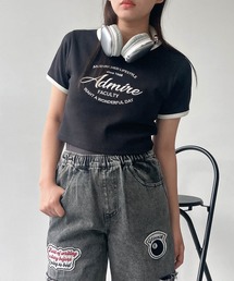 AS KNOW AS plus | ●アソートデザイン リンガーリブ半袖Tシャツ(刺繍・はりつけワッペン)(Tシャツ/カットソー)