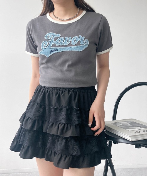 AS KNOW AS plus(アズノゥアズプラス)の「●アソートデザイン リンガーリブ半袖Tシャツ(刺繍・はりつけワッペン)(Tシャツ/カットソー・レディース・ホワイト系/グレー系/ブラック系/ピンク系・FREE)」の1枚目の写真