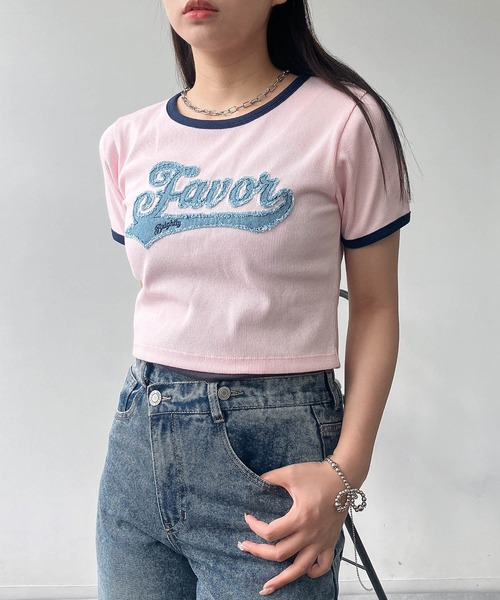 AS KNOW AS plus(アズノゥアズプラス)の「●アソートデザイン リンガーリブ半袖Tシャツ(刺繍・はりつけワッペン)(Tシャツ/カットソー・レディース・ホワイト系/グレー系/ブラック系/ピンク系・FREE)」の4枚目の写真