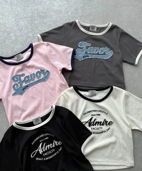 AS KNOW AS plus(アズノゥアズプラス)の「●アソートデザイン リンガーリブ半袖Tシャツ(刺繍・はりつけワッペン)(Tシャツ/カットソー・レディース・ホワイト系/グレー系/ブラック系/ピンク系・FREE)」の17枚目の写真