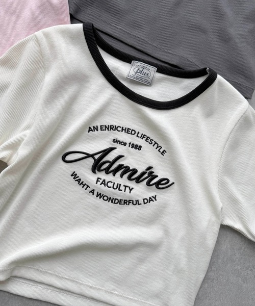 AS KNOW AS plus(アズノゥアズプラス)の「●アソートデザイン リンガーリブ半袖Tシャツ(刺繍・はりつけワッペン)(Tシャツ/カットソー・レディース・ホワイト系/グレー系/ブラック系/ピンク系・FREE)」の15枚目の写真