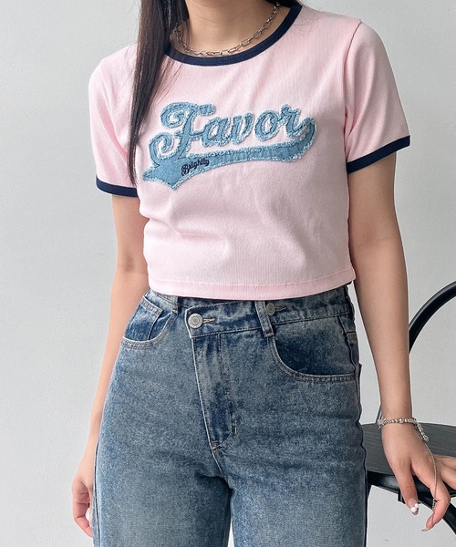 AS KNOW AS plus(アズノゥアズプラス)の「●アソートデザイン リンガーリブ半袖Tシャツ(刺繍・はりつけワッペン)(Tシャツ/カットソー・レディース・ホワイト系/グレー系/ブラック系/ピンク系・FREE)」の11枚目の写真