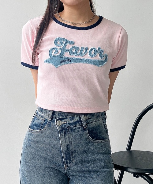 AS KNOW AS plus(アズノゥアズプラス)の「●アソートデザイン リンガーリブ半袖Tシャツ(刺繍・はりつけワッペン)(Tシャツ/カットソー・レディース・ホワイト系/グレー系/ブラック系/ピンク系・FREE)」の10枚目の写真