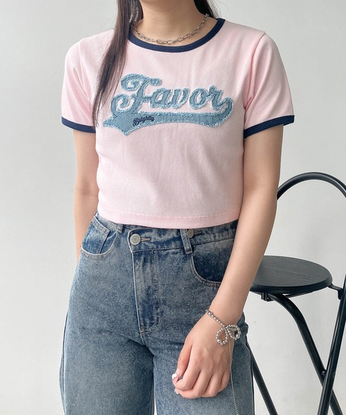 AS KNOW AS plus(アズノゥアズプラス)の「●アソートデザイン リンガーリブ半袖Tシャツ(刺繍・はりつけワッペン)(Tシャツ/カットソー・レディース・ホワイト系/グレー系/ブラック系/ピンク系・FREE)」の9枚目の写真