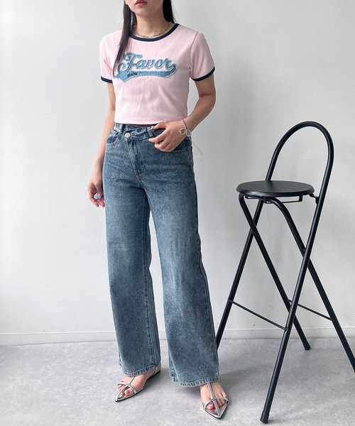 AS KNOW AS plus(アズノゥアズプラス)の「●アソートデザイン リンガーリブ半袖Tシャツ(刺繍・はりつけワッペン)(Tシャツ/カットソー・レディース・ホワイト系/グレー系/ブラック系/ピンク系・FREE)」の8枚目の写真
