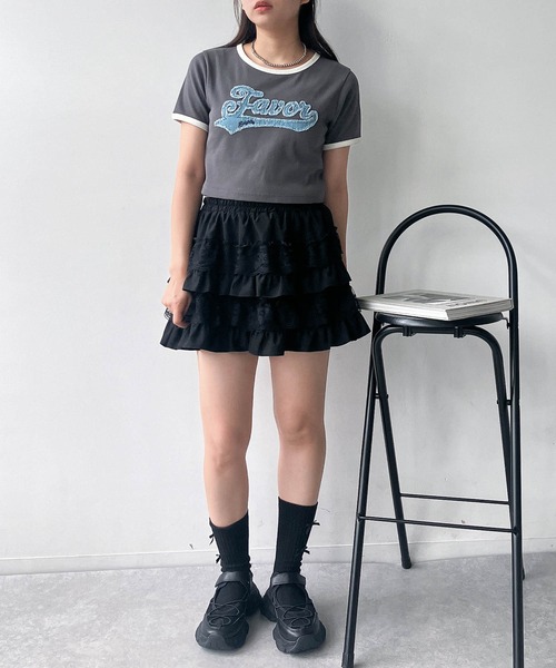 AS KNOW AS plus(アズノゥアズプラス)の「●アソートデザイン リンガーリブ半袖Tシャツ(刺繍・はりつけワッペン)(Tシャツ/カットソー・レディース・ホワイト系/グレー系/ブラック系/ピンク系・FREE)」の19枚目の写真