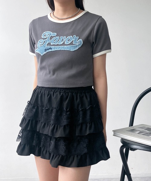 AS KNOW AS plus(アズノゥアズプラス)の「●アソートデザイン リンガーリブ半袖Tシャツ(刺繍・はりつけワッペン)(Tシャツ/カットソー・レディース・ホワイト系/グレー系/ブラック系/ピンク系・FREE)」の22枚目の写真